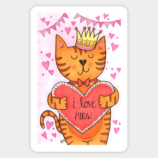 I Love Mew Cat Sticker by RuthMCreative